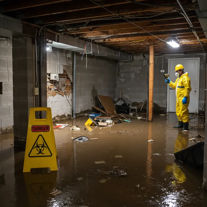 Flooded Basement Electrical Hazard in Attica, IN Property